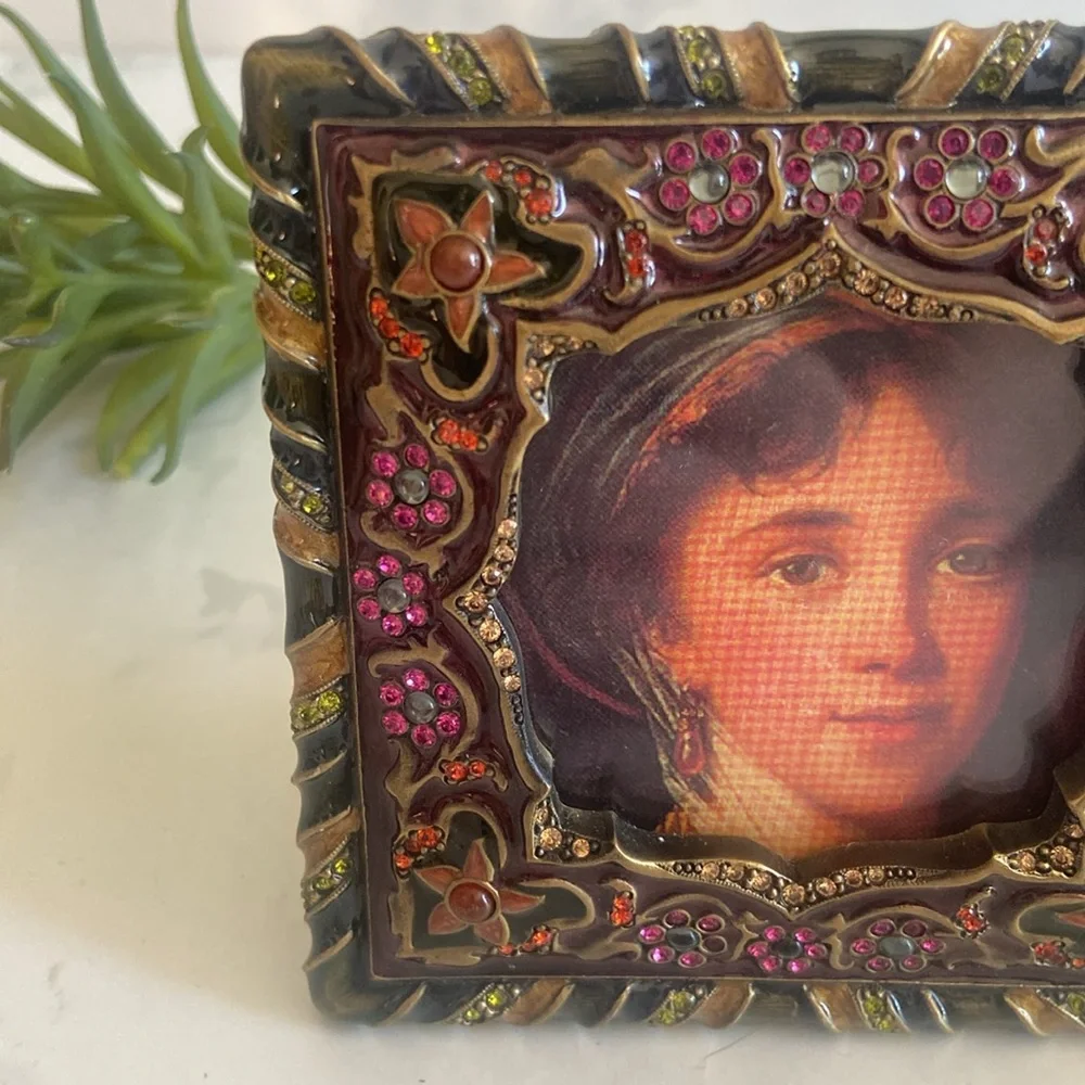 Jay Strongwater Persia Arabesque Swarovski Crystal Enamel 3” Picture Frame Luxe
